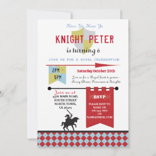 Knights Princess Médiévale Invitation de fête d'an