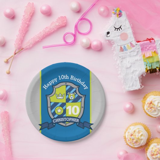 Knights shield beer 10th birthday custom bord (Feest)