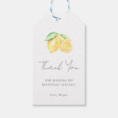 Knijp citroen citrus Baby eerste verjaardag dank u Cadeaulabel (Voorkant)