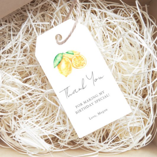 Knijp citroen citrus Baby eerste verjaardag dank u Cadeaulabel