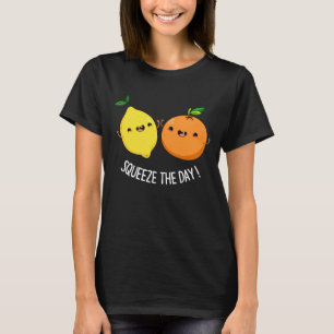 Knijp de dag Positieve Fruit Pun Dark BG T-shirt