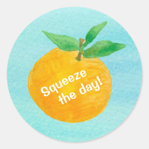 Knijp de dag tangerine fruit positieve woorden ronde sticker