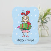 knijpen | Cindy-Lou Who - Holding Cadeau Feestdagenkaart (Staand voorkant)