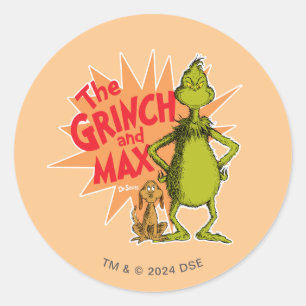 knijpen   Grinch & Max Starburst Ronde Sticker