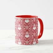 knijpen | Rood damast patroon Mok (Voorkant rechts)