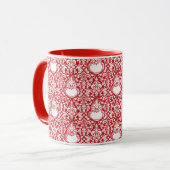 knijpen | Rood damast patroon Mok (Voorkant links)