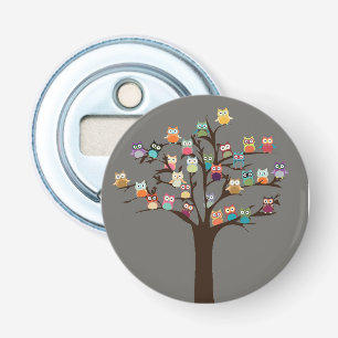 Knip Owl op boom   Achtergrond Button Flesopener