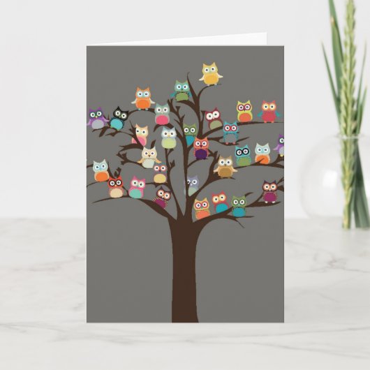 Knip Owl op boom | Achtergrond Kaart (Voorkant)