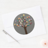 Knip Owl op boom | Achtergrond Ronde Sticker (Envelop)