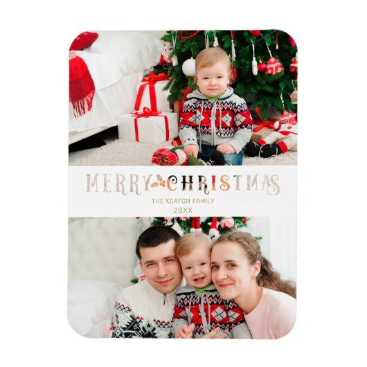 Knip Papier Effect Kerst Mis Foto Script Magneet (Verticaal)