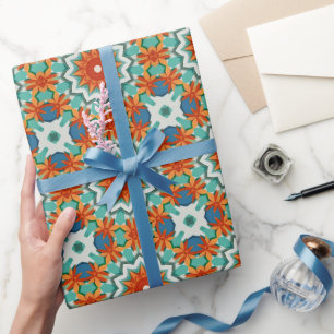 Knip papier Kirigami in turquoise, blauw en roest