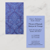 Knip Velvet, DUBBELE DAMASK in ROYAL BLUE Visitekaartje (Voorkant / Achterkant)
