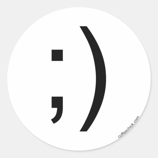 Knipoog emoticon ronde sticker (Voorkant)