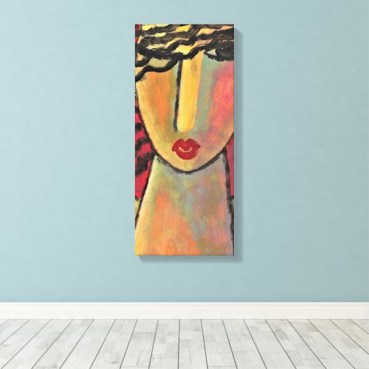 Knipoogvrouw Abstract acryl schilderij Canvas Afdruk (Insitu (Houten vloer))