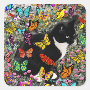 Knipper in Butterflies - Zwart-wit buisje Vierkante Sticker