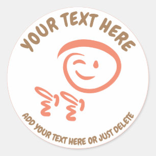 Knipperen Emoji Gezicht met Fingerguns Doodle Sjab Ronde Sticker