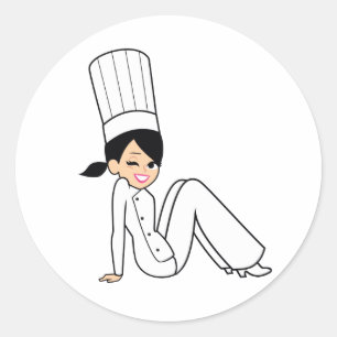 Knipperen Vrouwen Chef Sticker met Illustratie
