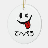 Knipperende gezicht tong uit てへぺろ Tehepero | Oeps Keramisch Ornament (Links)