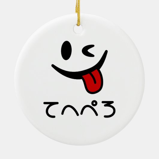 Knipperende gezicht tong uit てへぺろ Tehepero | Oeps Keramisch Ornament (Achterkant)