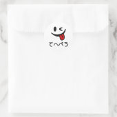 Knipperende gezicht tong uit てへぺろ Tehepero | Oeps Ronde Sticker (Tas)