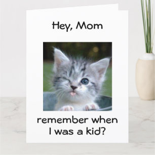 KNIPPERENDE KITTEN voor *MOM*=BESTE VERJAARDAG OOI Kaart