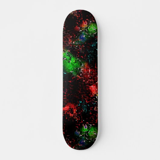 Knipperende kleurpatches onder donkere en mozaïeks skateboard (Voorkant)