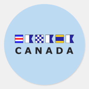 Knipperende vlaggen van het Canadese Nautical Sign Ronde Sticker