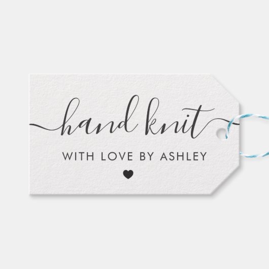 Knit à main avec amour, étiquette cadeau artisanal (Devant (Horizontal))