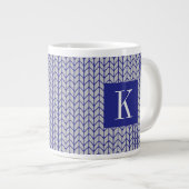 KNIT BLEU GRIS Grosse Mug Blanc + Initiale II (Devant droit)
