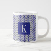 KNIT BLEU GRIS Grosse Mug Blanc + Initiale II (Droite)