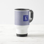 KNIT BLEU GRIS Voyage Mug + Initiale II (Devant droit)