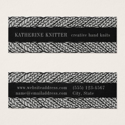 KNIT CÂBLE GRAS 3x1 Mini Carte de visite (Devant & derrière)