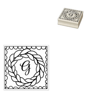 KNIT CIRCLE 2" vierkante rubberen stempel + Initia