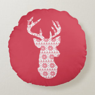 Knit d'hiver Noël Reindeer Coussin rond
