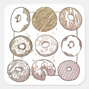 KNIT DONUTS Grands Stickers Carrés