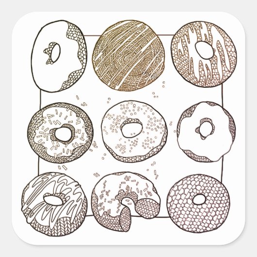 KNIT DONUTS Grands Stickers Carrés (Devant)