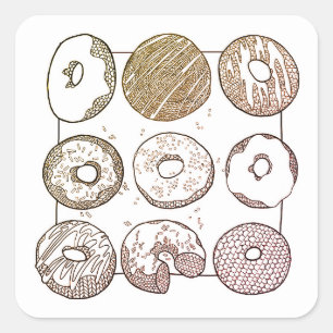 KNIT DONUTS Kleine Vierkante Stickers