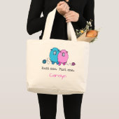 Knit één Purl. Fun fluffy schaap gepersonaliseerd Grote Tote Bag (Voorkant (product))