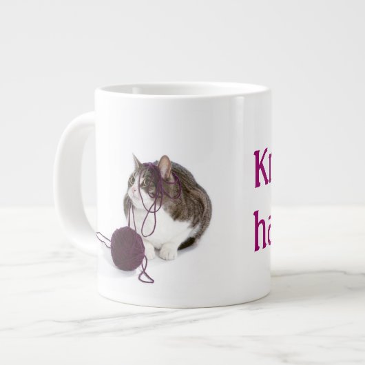 Knit gebeurt extra grote mok (Voorkant links)