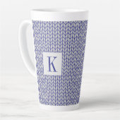 KNIT GRIS BLEUE Tall Latte Mug + Initial (Angle gauche)