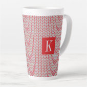 KNIT GRIS ROUGE Tall Latte Mug + Initial II (Angle droit)