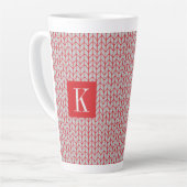 KNIT GRIS ROUGE Tall Latte Mug + Initial II (Angle gauche)