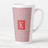 KNIT GRIS ROUGE Tall Latte Mug + Initial II (Droite)