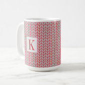 KNIT GRIS ROUGE Tall White Mug + Initial (Devant gauche)