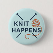Knit Happens Funny Knitting Pun Ronde Button 5,7 Cm (Voorkant)