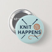 Knit Happens Funny Knitting Pun Ronde Button 5,7 Cm (Voorkant /achterkant)