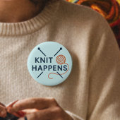 Knit Happens Funny Knitting Pun Ronde Button 5,7 Cm