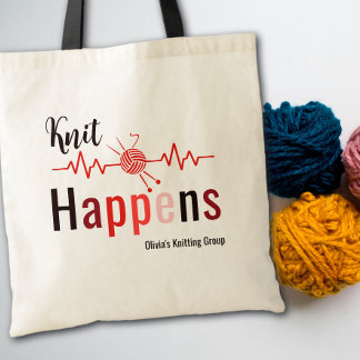 Knit Happens Heart Beat Gift For Knitter Tote Bag