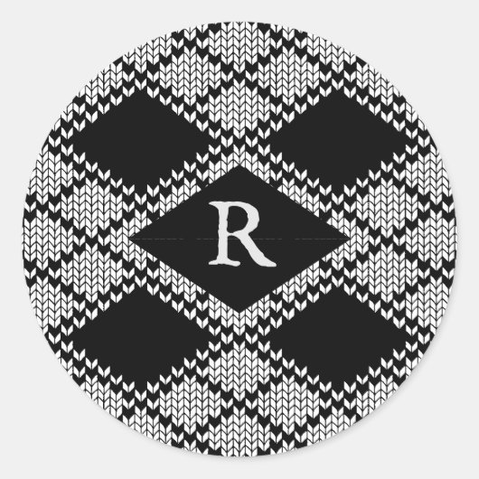 KNIT JACQUARD NOIR Stickers petits ronds + Initial (Devant)