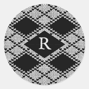 KNIT JACQUARD NOIR Stickers petits ronds + Initial